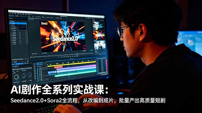 AI剧作全系列实战课:Seedance2.0+Sora2全流程,从改编到成片,批量产出高质量短剧-资源社