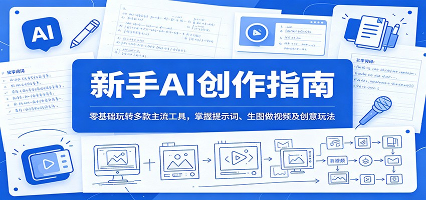 新手AI创作指南：零基础玩转多款主流工具，掌握提示词、生图做视频及创意玩法-资源社