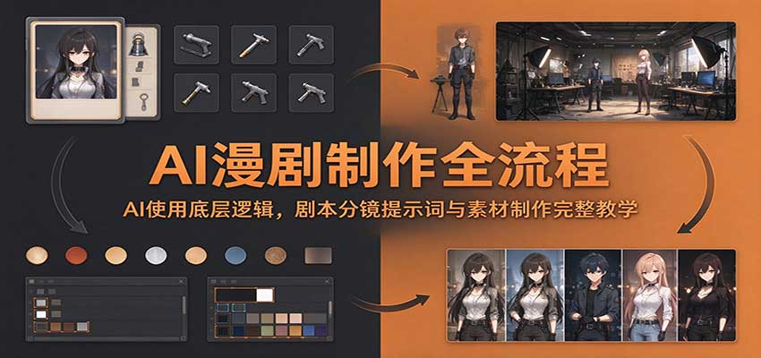 AI漫剧制作全流程:AI使用底层逻辑,剧本分镜提示词与素材制作完整教学-资源社