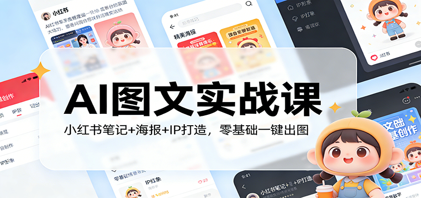 AI图文实战课:小红书笔记+海报+IP打造,零基础一键出图-资源社