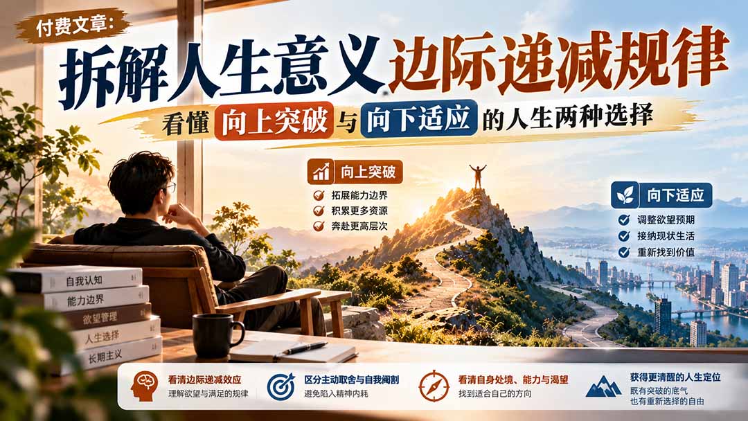 付费文章:拆解人生意义边际递减规律,看懂向上突破与向下适应的人生两种选择-资源社