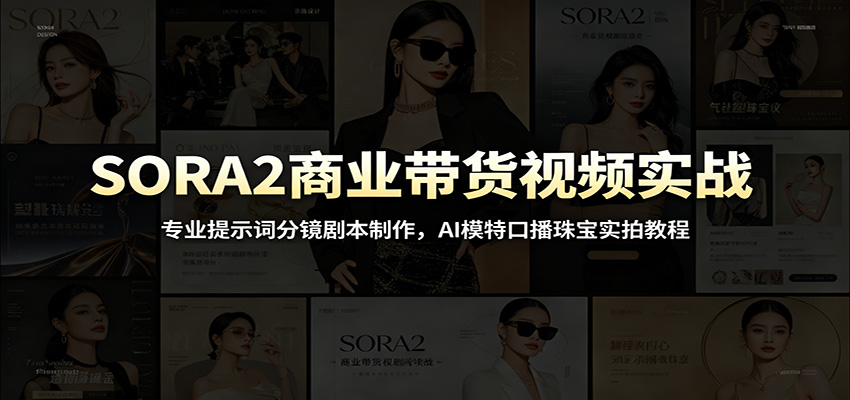 SORA2商业带货视频实战：专业提示词分镜剧本制作，AI模特口播珠宝实拍教程-资源社