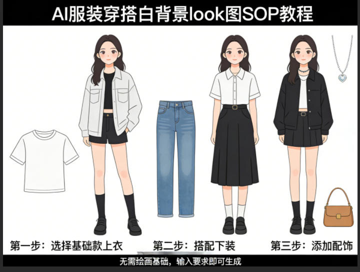 AI服装穿搭白背景look图SOP教程，不用会画画，提几句具体要求，AI就能还你一个奇迹-资源社
