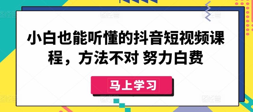 小白也能听懂的抖音短视频课程，方法不对 努力白费-资源社