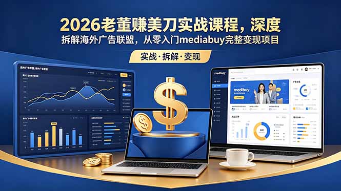 2026老董赚美刀实战课程,深度拆解海外广告联盟,从零入门mediabuy完整变现项目-资源社