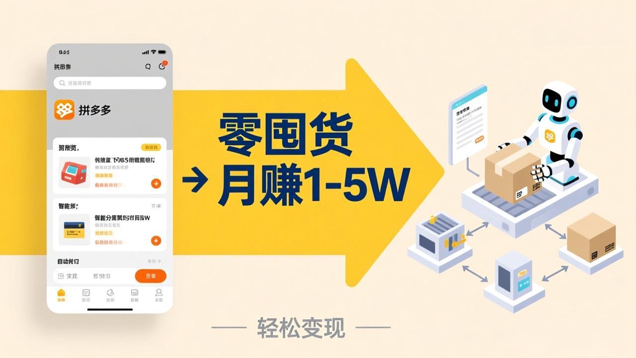 不用囤货不用跑单！拼多多虚拟玩法，机器人管理发货和客服，帮你月赚 1-5W-资源社