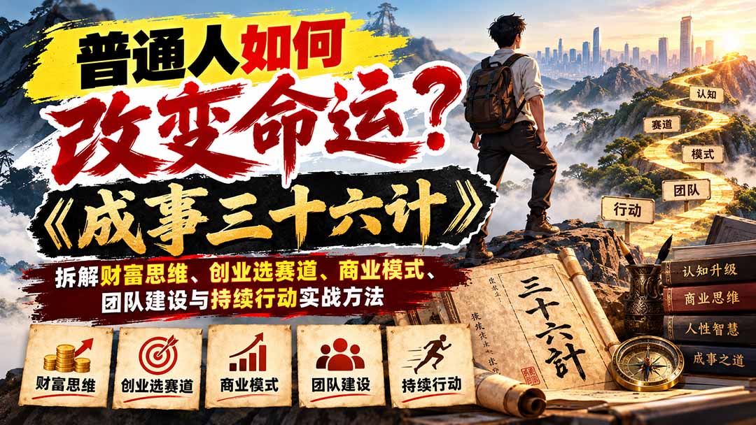 普通人如何改变命运?《成事三十六计》拆解财富思维、创业选赛道、商业模式、团队建设与持续行动实战方法-资源社