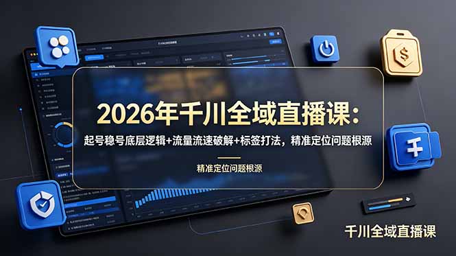 2026年千川全域直播课：起号稳号底层逻辑+流量流速破解+标签打法，精准定位问题根源-资源社