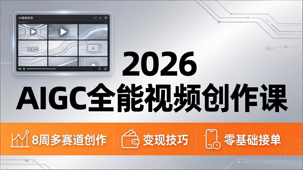 2026AIGC全能视频创作课，8周吃透多赛道创作+变现，零基础也能高效出片接单-资源社