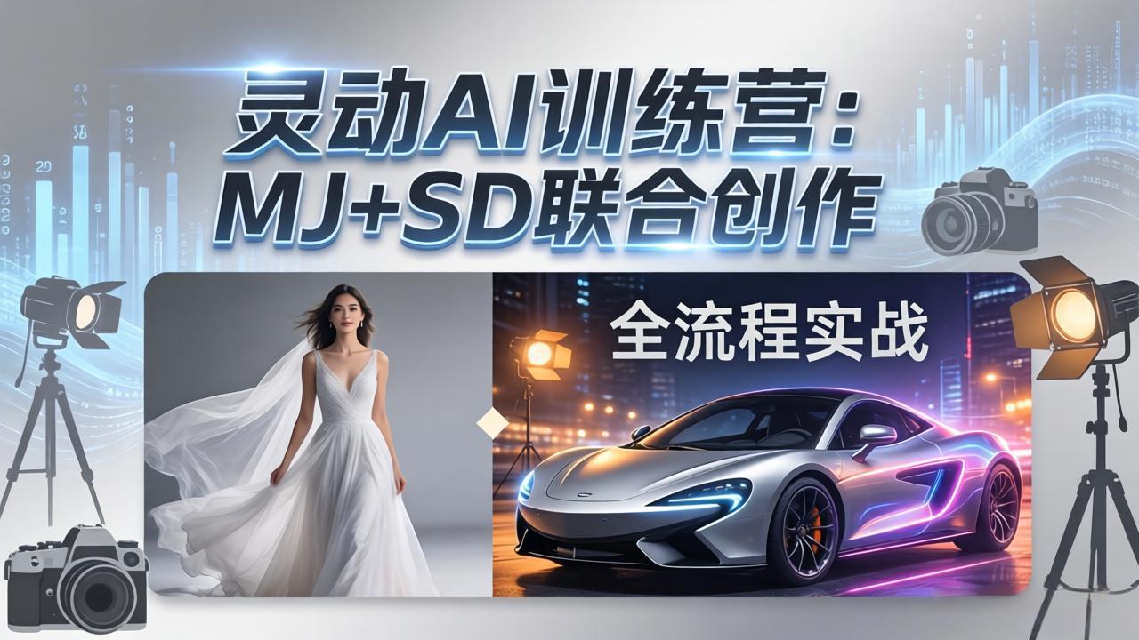 灵动AI训练营-3.0课程：MJ+SD联合创作，从婚纱大片到汽车广告，摄影后期全流程实战-资源社
