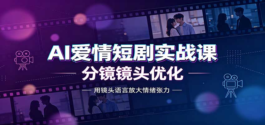 AI爱情短剧实战课：故事剧本创作，分镜镜头优化，智能体提示词-资源社