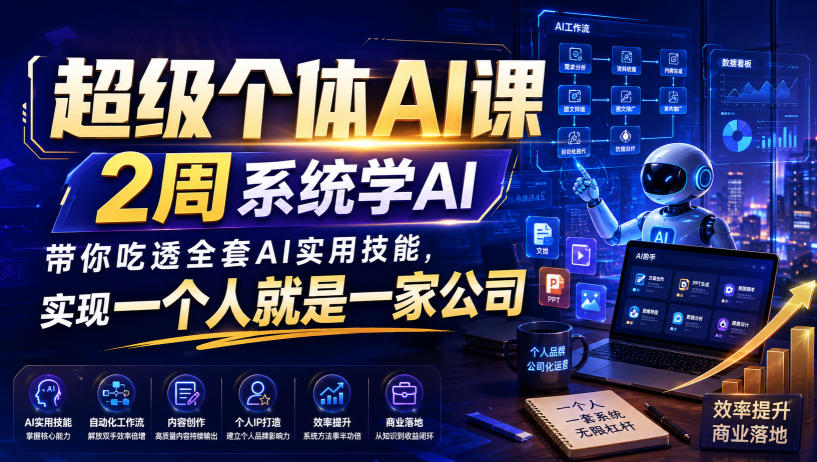超级个体AI课,2周系统学AI,带你吃透全套AI实用技能,实现一个人就是一家公司(更新0818)-资源社