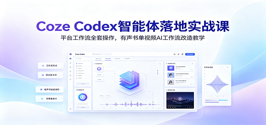 Coze Codex智能体落地实战课:平台工作流全套操作,有声书单视频AI工作流改造教学-资源社