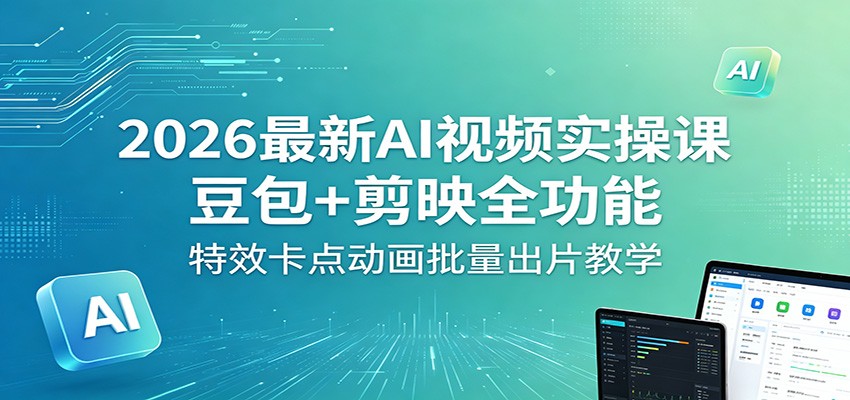 2026最新AI视频实操课：豆包+剪映全功能，特效卡点动画批量出片教学-资源社