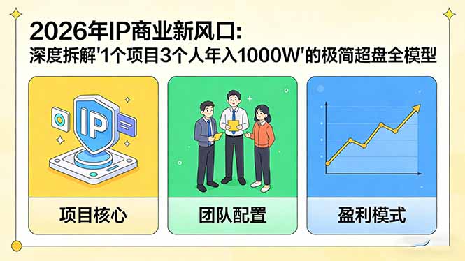 2026年IP商业新风口:深度拆解“1个项目3个人年入1000W”的极简超盘全模型-资源社