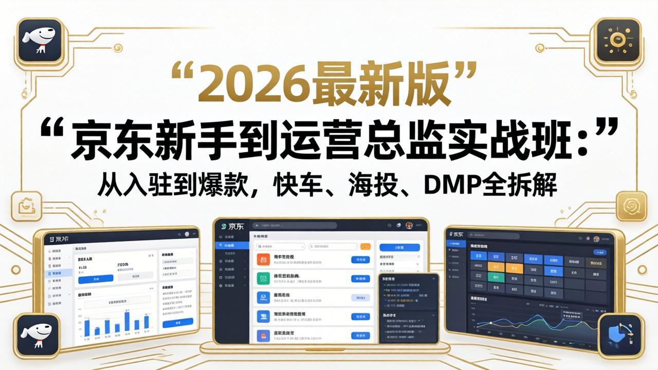 京东新手到运营总监实战班：从入驻到爆款，快车、海投、DMP全拆解，2026最新版-资源社