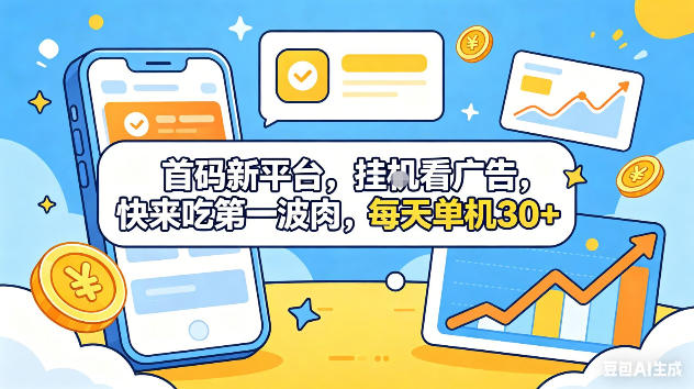 首码新平台，挂G自动看广告，快来吃第一波肉，每天单机30+，可矩阵放大【揭秘】-资源社