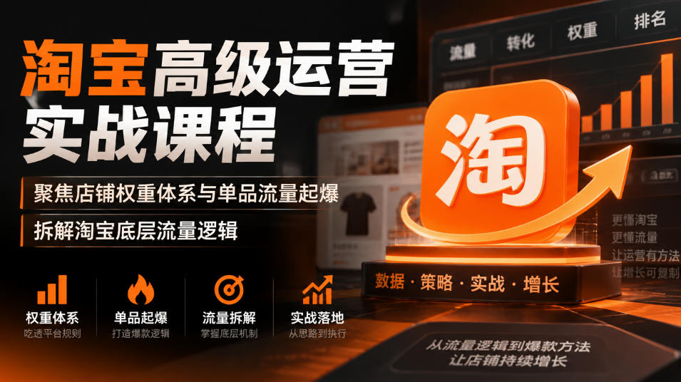 淘宝高级运营实战课程,聚焦店铺权重体系与单品流量起爆,拆解淘宝底层流量逻辑-资源社