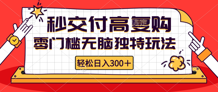 零门槛无脑独特玩法 轻松日入300+秒交付高复购   矩阵无上限-资源社