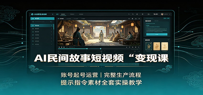 AI民间故事短视频变现课：账号起号运营，完整生产流程，提示指令素材全套实操教学-资源社
