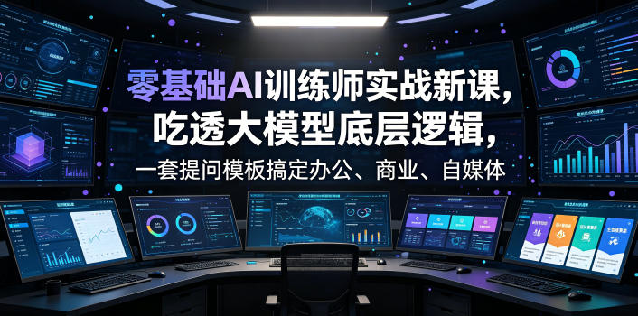 零基础AI训练师实战课,吃透大模型底层逻辑,一套提问模板搞定办公、商业、自媒体、设计、生活全场景AI落地应用-资源社