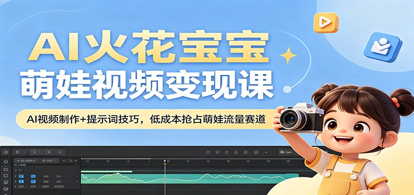 AI火花宝宝萌娃视频变现课：AI视频制作+提示词技巧，低成本抢占萌娃流量赛道-资源社