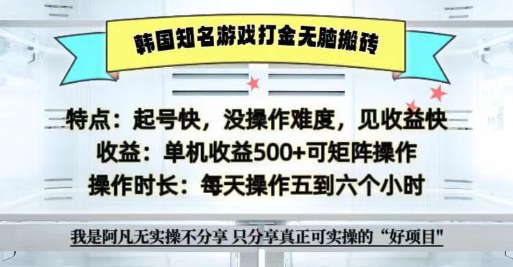 全网首发海外知名游戏打金无脑搬砖单机收益500+ 即做！即赚！当天见收益！-资源社