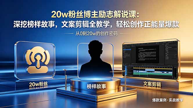 20w粉丝博主励志解说课:深挖榜样故事,文案剪辑全教学,轻松创作正能量爆款-资源社