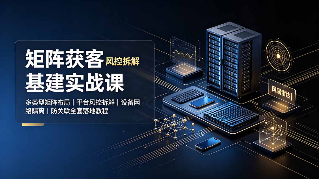 矩阵获客基建实战课：多类型矩阵布局｜平台风控拆解｜设备网络隔离｜防关联全套落地教程-资源社