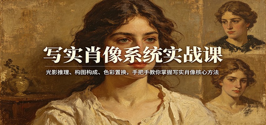 写实肖像系统实战课：光影推理、构图构成、色彩置换，手把手教你掌握写实肖像核心方法-资源社