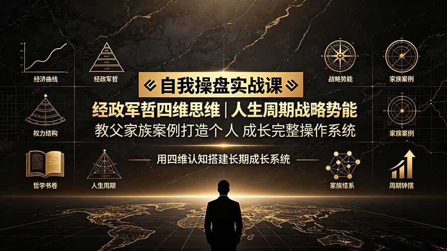 自我操盘实战课：经政军哲四维思维｜人生周期战略势能｜教父家族案例打造个人成长完整操作系统-资源社