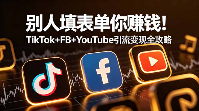 别人填表单你赚钱!TikTok+FB+YouTube 引流变现全攻略【原创双语字幕】-资源社