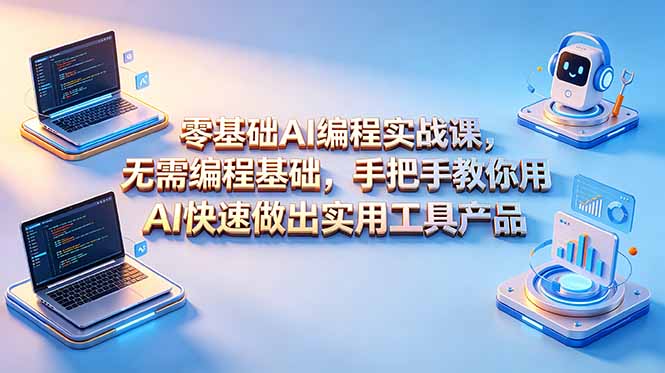 零基础AI编程实战课-更新，无需编程基础，手把手教你用AI快速做出实用工具产品-资源社