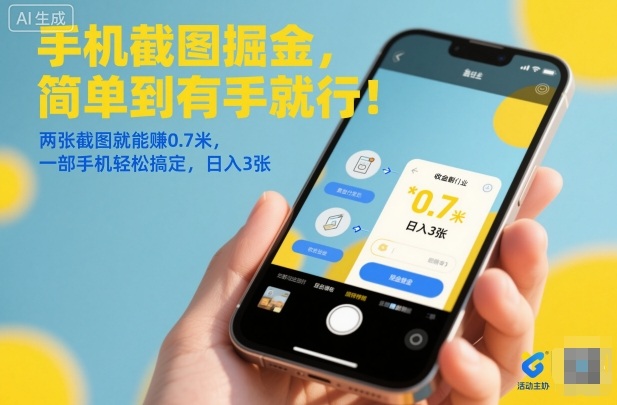 手机截图掘金，简单到有手就行！两张截图就能賺0.7米，一部手机轻松搞定，日入3张【揭秘】-资源社