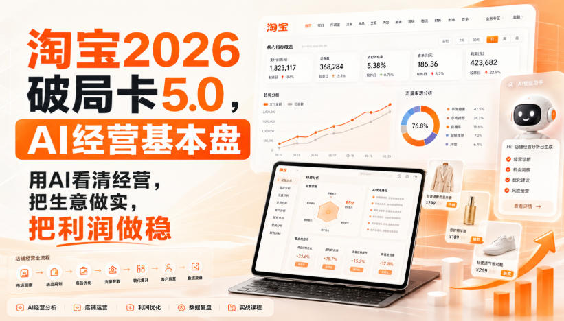 智篆商业-淘宝2026破局卡5.0，AI经营基本盘，用AI看清经营，把生意做实，把利润做稳-资源社