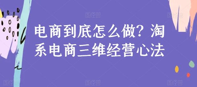 电商到底怎么做？淘系电商三维经营心法-资源社