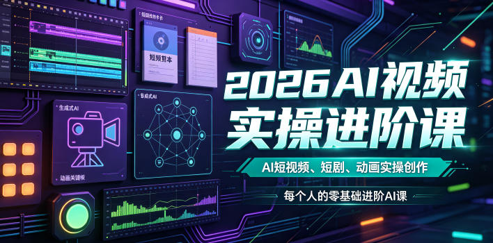 2026AI视频实操进阶课，AI短视频、短剧、动画实操创作，每个人的零基础进阶ai课(更新0825)-资源社