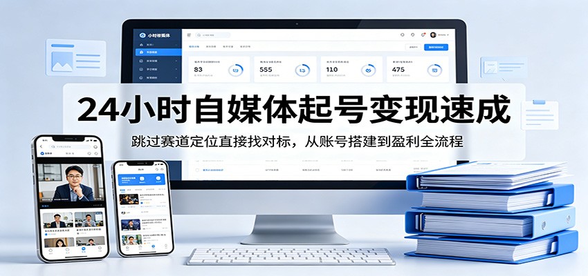 24小时自媒体起号变现速成，跳过赛道定位直接找对标，从账号搭建到盈利全流程-资源社