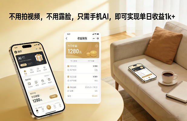 不用拍视频，不用露脸，只需手机AI，即可实现单日收益1k+【揭秘】-资源社