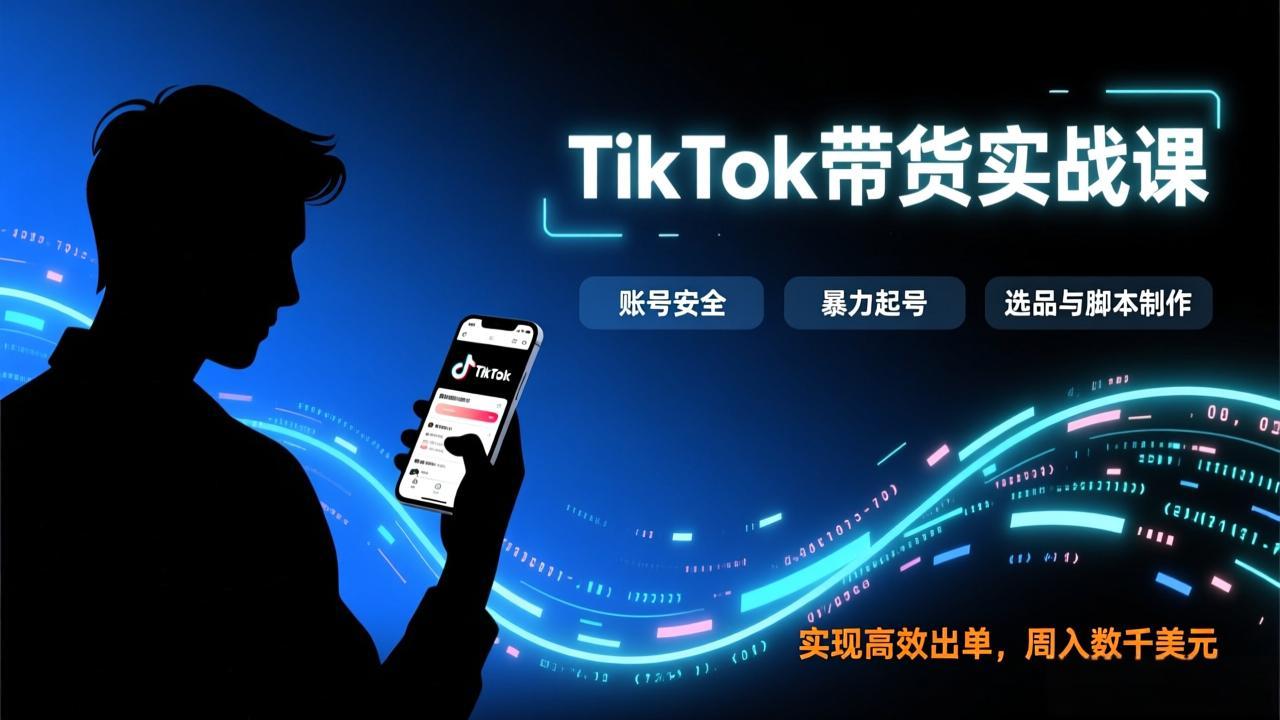 TikTok带货实战课，涵盖账号安全、暴力起号、选品与脚本制作，实现高效出单，周入数千美元-资源社