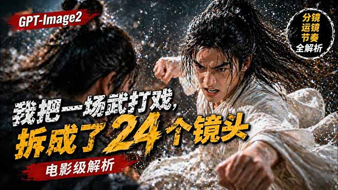 用GPT-Image2，把一段武打对决拆成24个连续镜头，从人物建立、动作衔接、运镜节奏，到情绪爆发-资源社