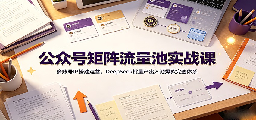 公众号矩阵流量池实战课：多账号IP搭建运营，DeepSeek批量产出入池爆款完整体系-资源社