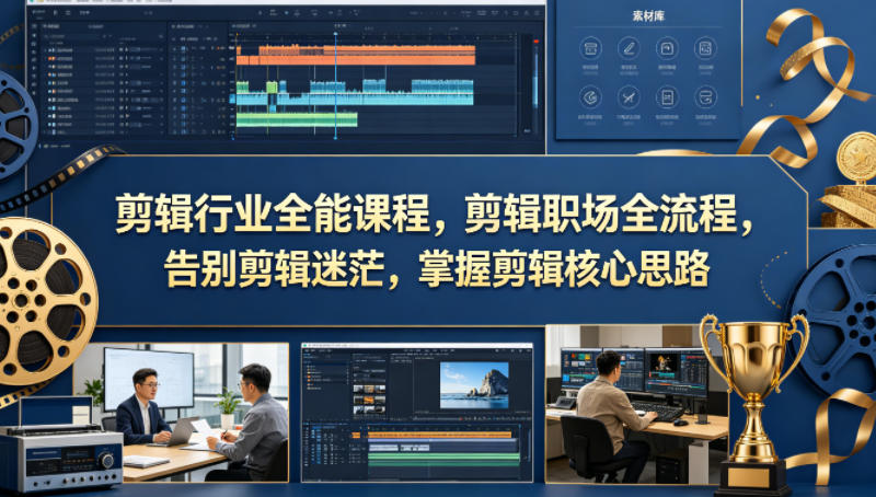 剪辑行业全能课程，剪辑职场全流程，告别剪辑迷茫，掌握剪辑核心思路-资源社