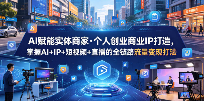 AI赋能实体商家·个人创业商业IP打造,掌握AI+IP+短视频+直播的全链路流量变现打法-资源社