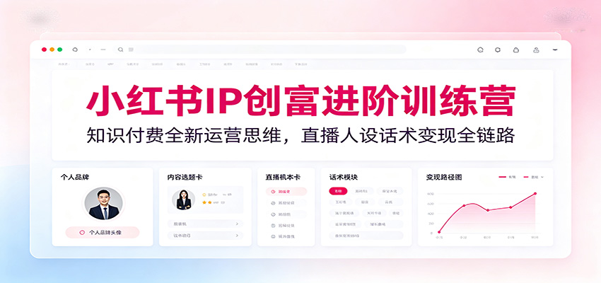 小红书IP创富进阶训练营：知识付费全新运营思维，直播人设话术变现全链路-资源社