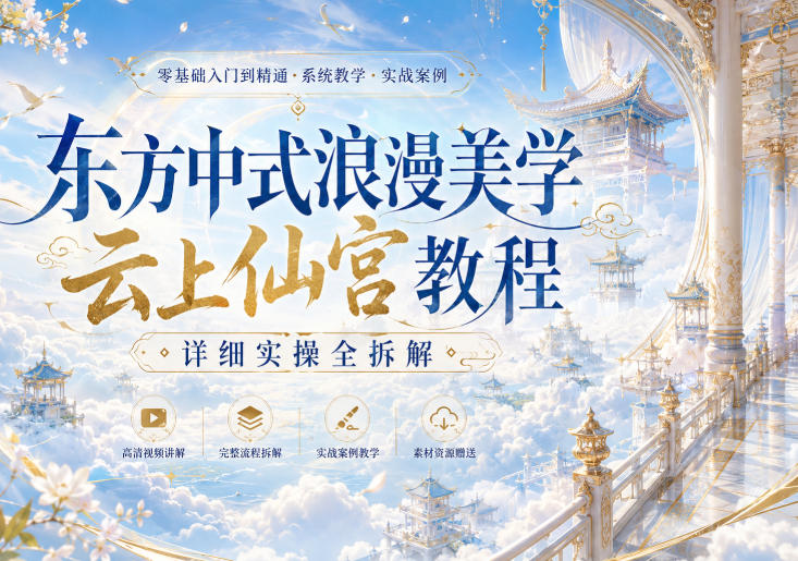 东方中式浪漫美学云上仙宫教程,详细实操全拆解-资源社
