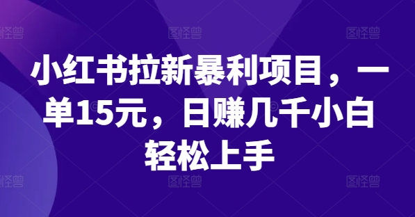小红书拉新暴利项目，一单15元，日赚几千小白轻松上手【揭秘】-资源社