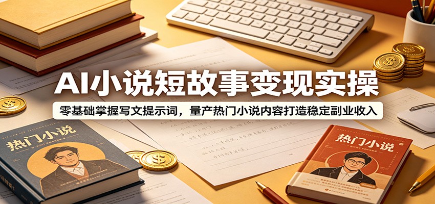 AI小说短故事变现实操：零基础掌握写文提示词，量产热门小说内容打造稳定副业收入-资源社