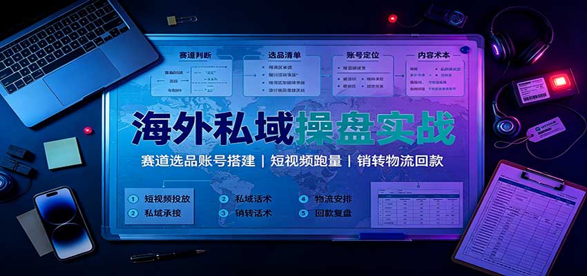 海外私域操盘实战:赛道选品账号搭建,短视频跑量,销转物流回款-资源社