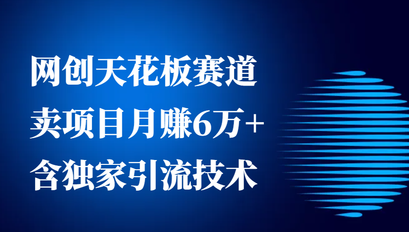 网创天花板赛道，卖项目月赚6万+，含独家引流技术(共26节课)-资源社